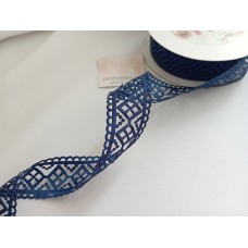 Лента фигурная 25 мм "Ромбы", цвет темно-синий